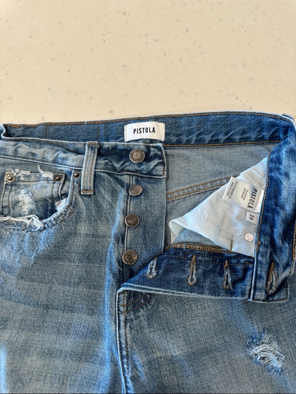 Pistola Charlie Straight Jean With Raw Hem Size 24 - Picture 6 of 6